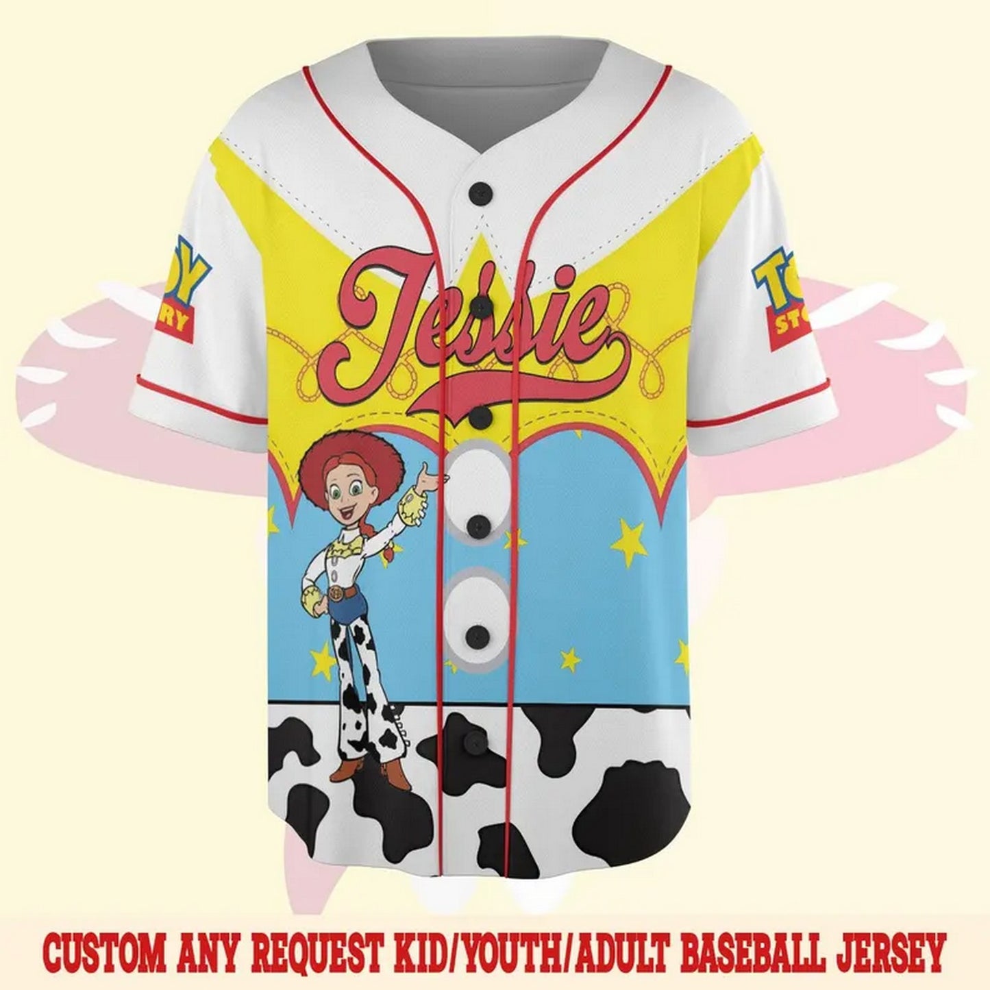 Custom Name And Number Disney Toy Story Jessie Baseball Jersey