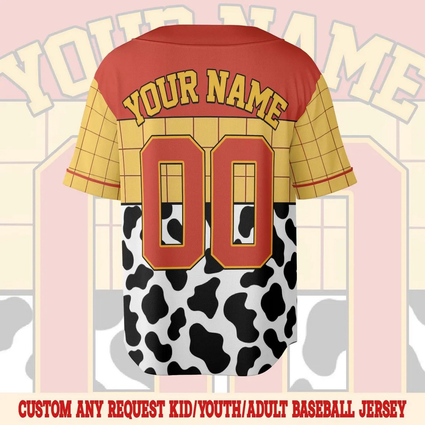 Custom Name And Number Disney Toy Story Woody Baseball Jersey