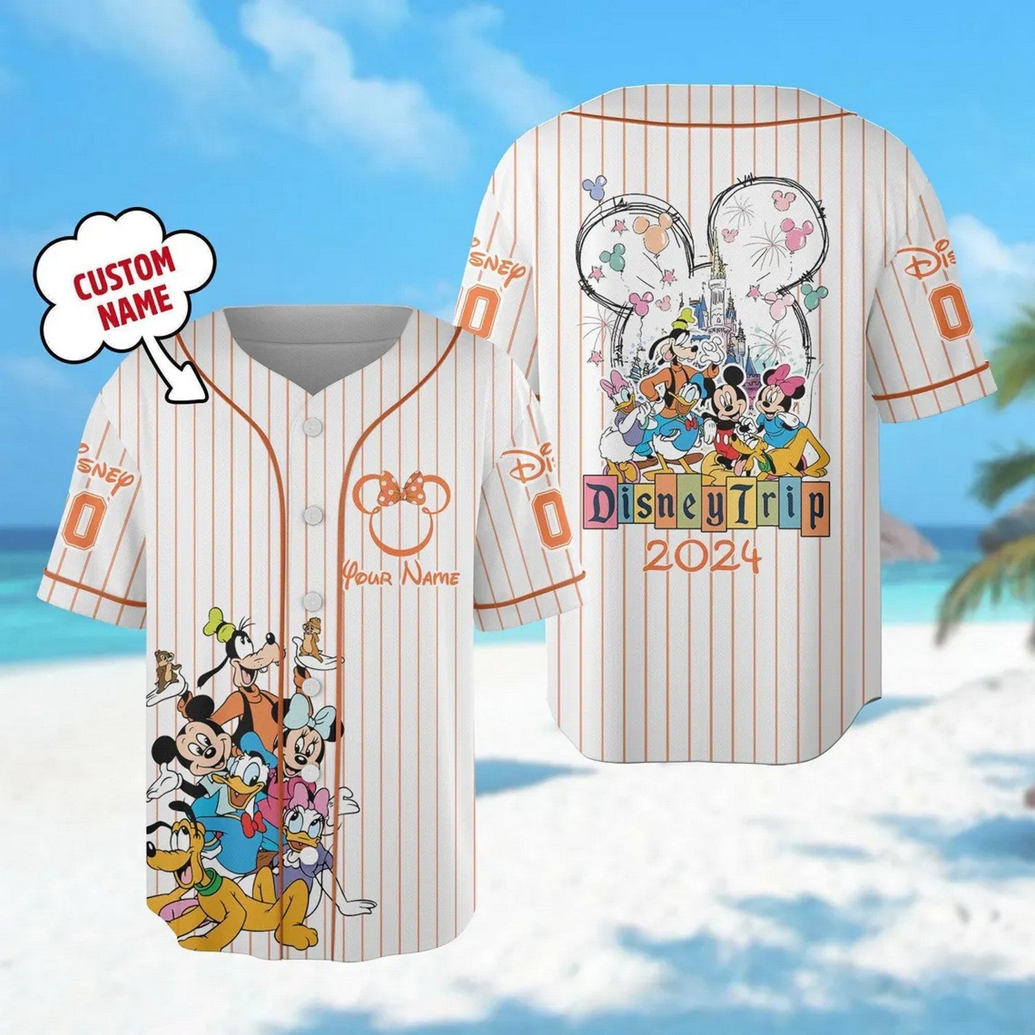 Custom Name And Number Disney Trip Characters Baseball Jersey