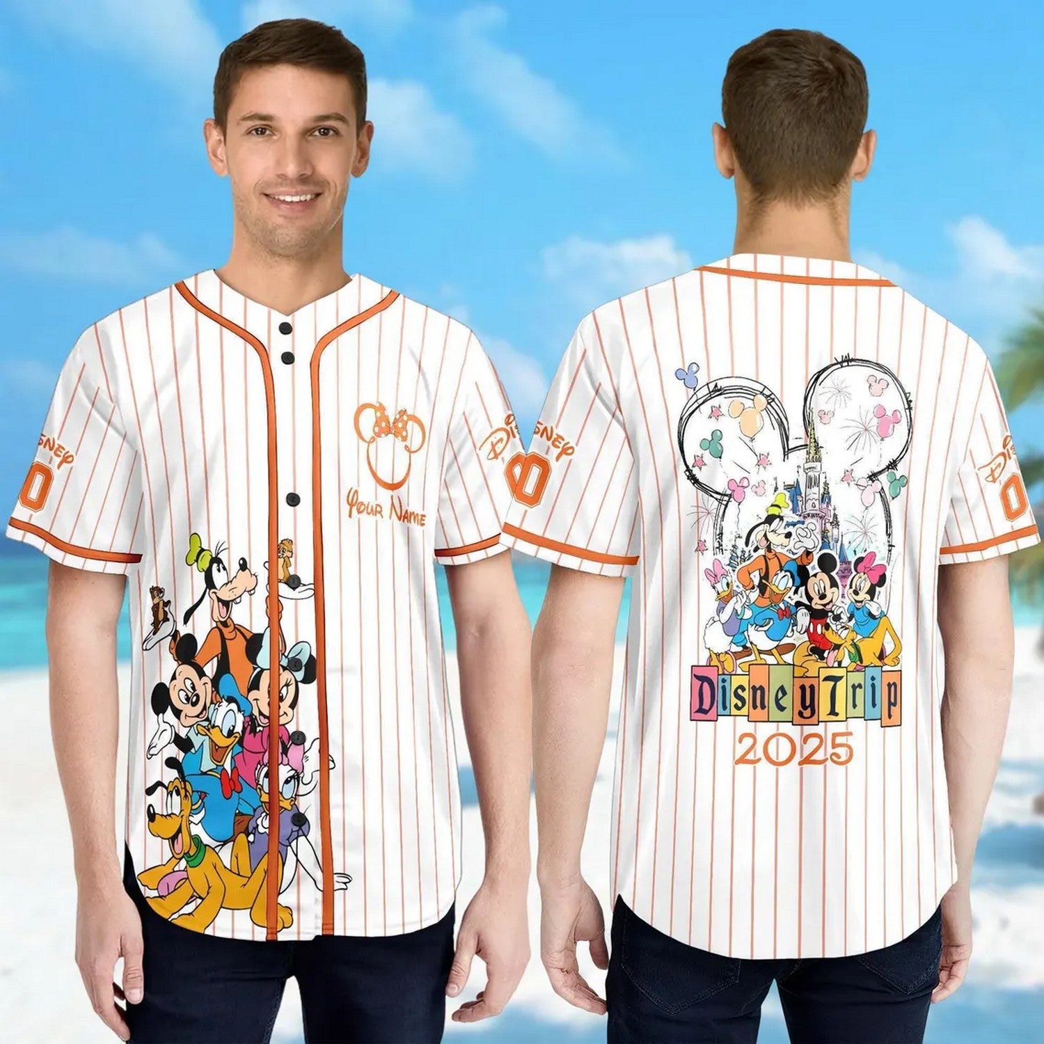 Custom Name And Number Disney Trip Characters Baseball Jersey
