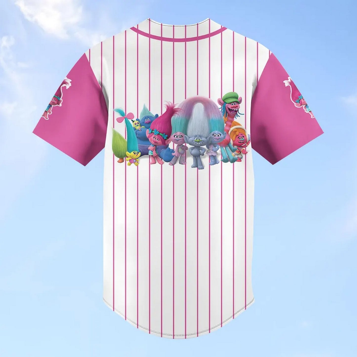 Custom Name And Number Disney Trolls Characters Striped Line Baseball Jersey