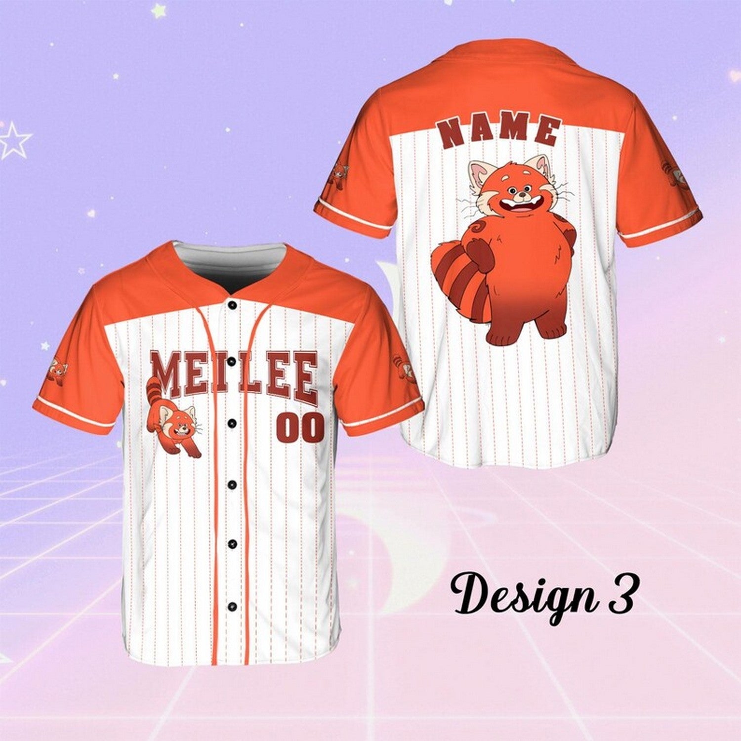 Custom Name And Number Disney Turning Red Movie Red Panda Simple Orange Baseball Jersey