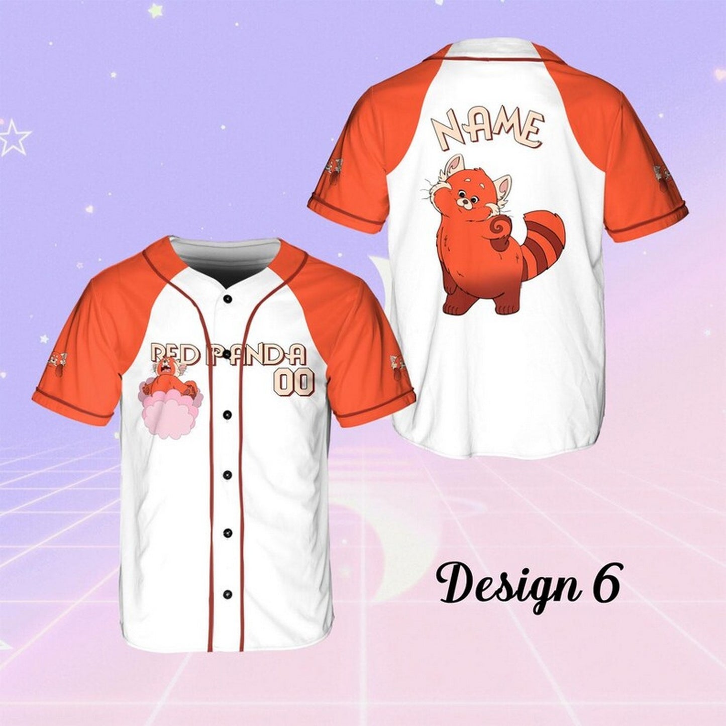 Custom Name And Number Disney Turning Red Movie Red Panda Simple Orange Baseball Jersey