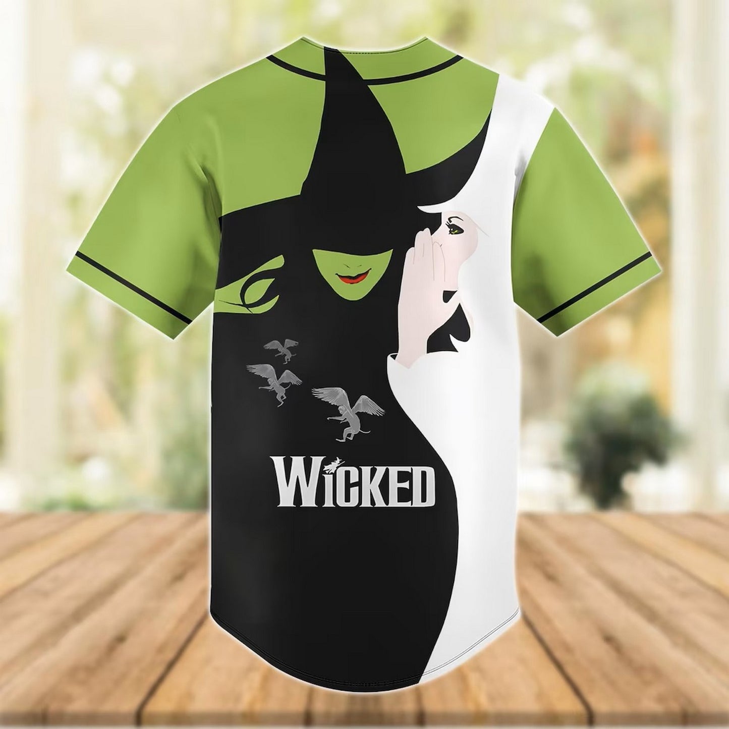 Custom Name And Number Disney Wicked Green White Baseball Jersey