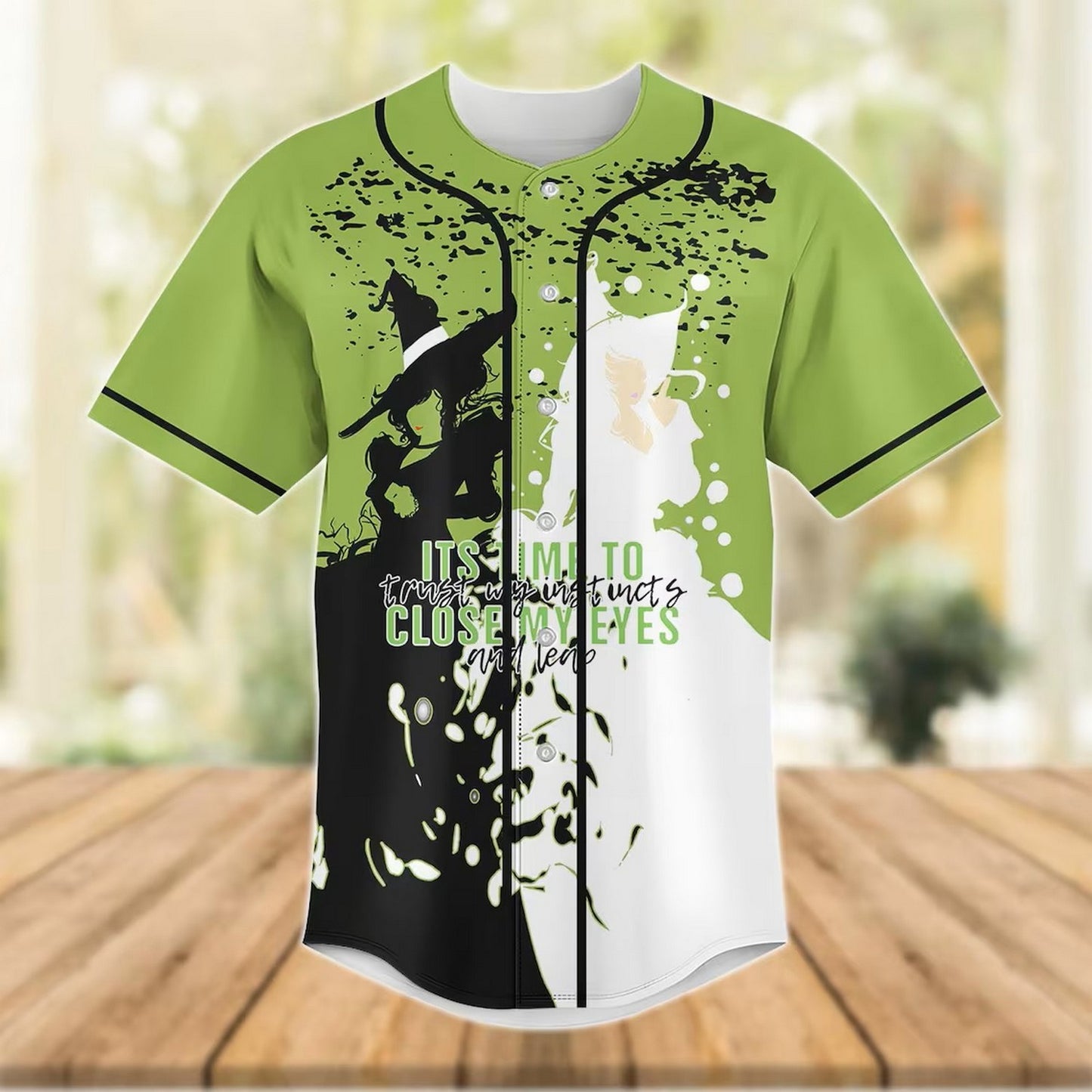 Custom Name And Number Disney Wicked Green White Baseball Jersey