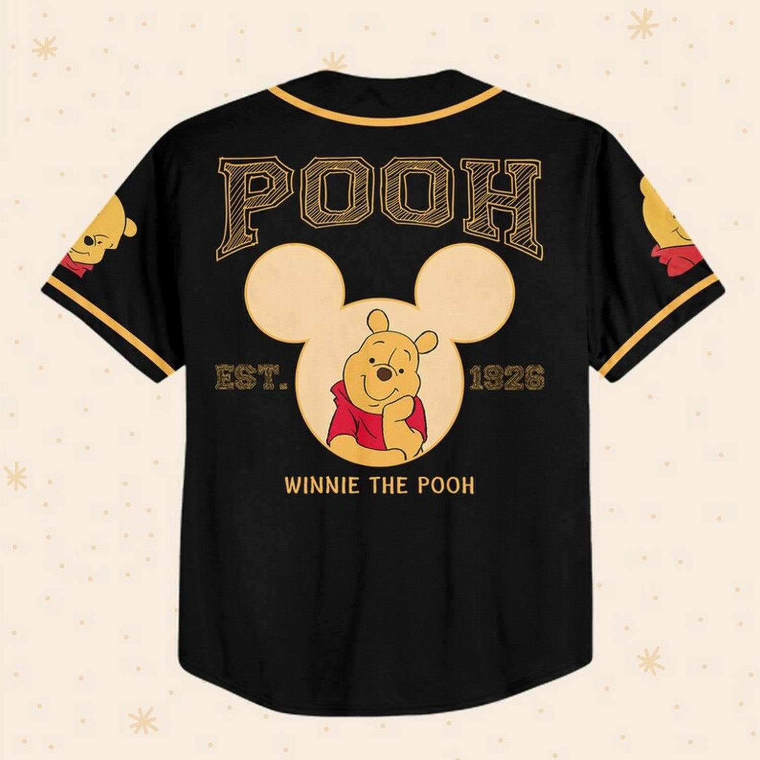 Custom Name And Number Disney Winnie The Pooh Black Baseball Jersey