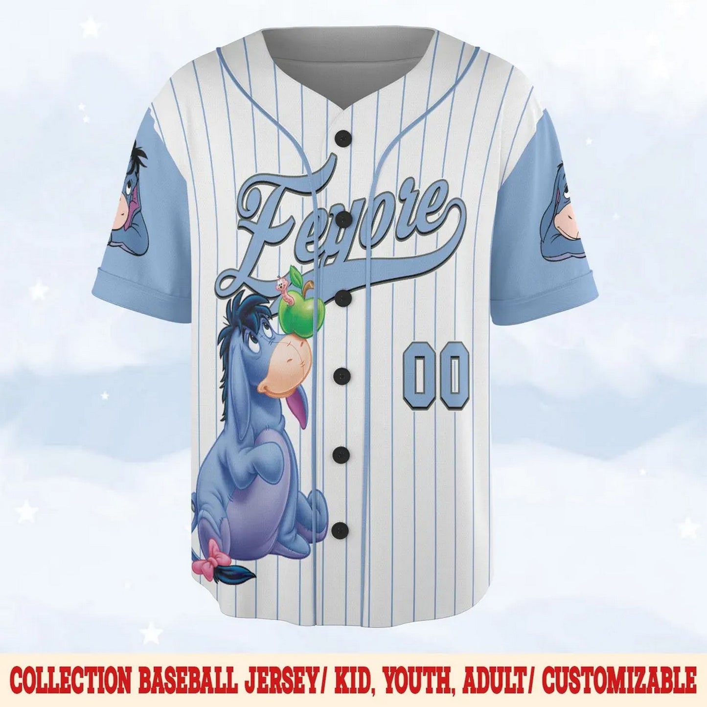 Custom Name And Number Disney Winnie The Pooh Eeyore Baseball Jersey