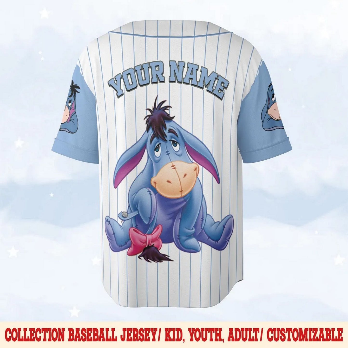 Custom Name And Number Disney Winnie The Pooh Eeyore Baseball Jersey