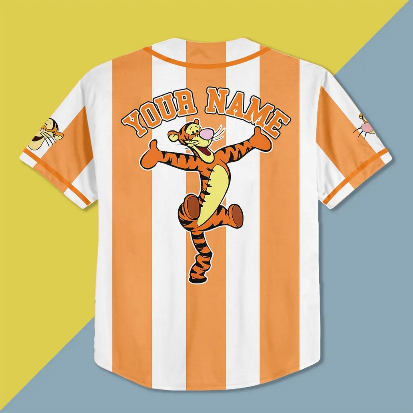 Custom Name And Number Disney Winnie The Pooh Tigger Orange Vertical Baseball Jersey