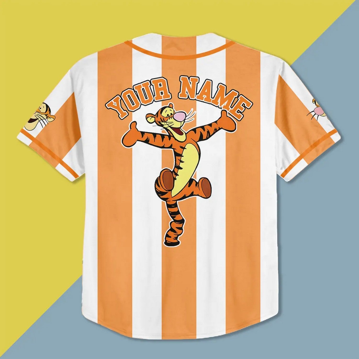 Custom Name And Number Disney Winnie The Pooh Tigger Orange Vertical Baseball Jersey