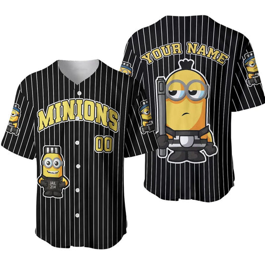 Custom Name And Number Jailer Minion Striped Black Baseball Jersey