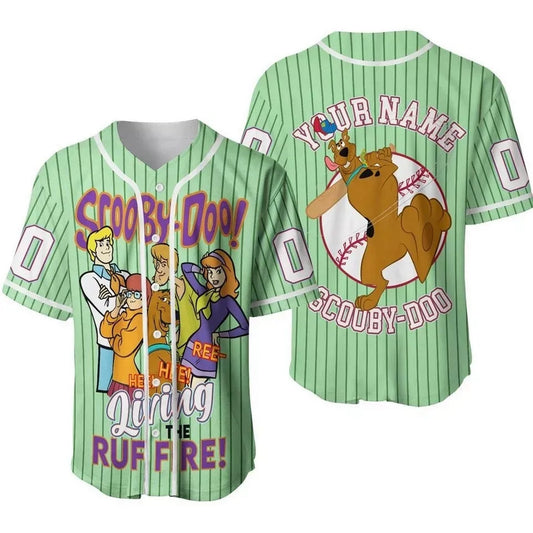 Custom Name And Number Scooby Doo 3d Green Vertical Baseball Jersey