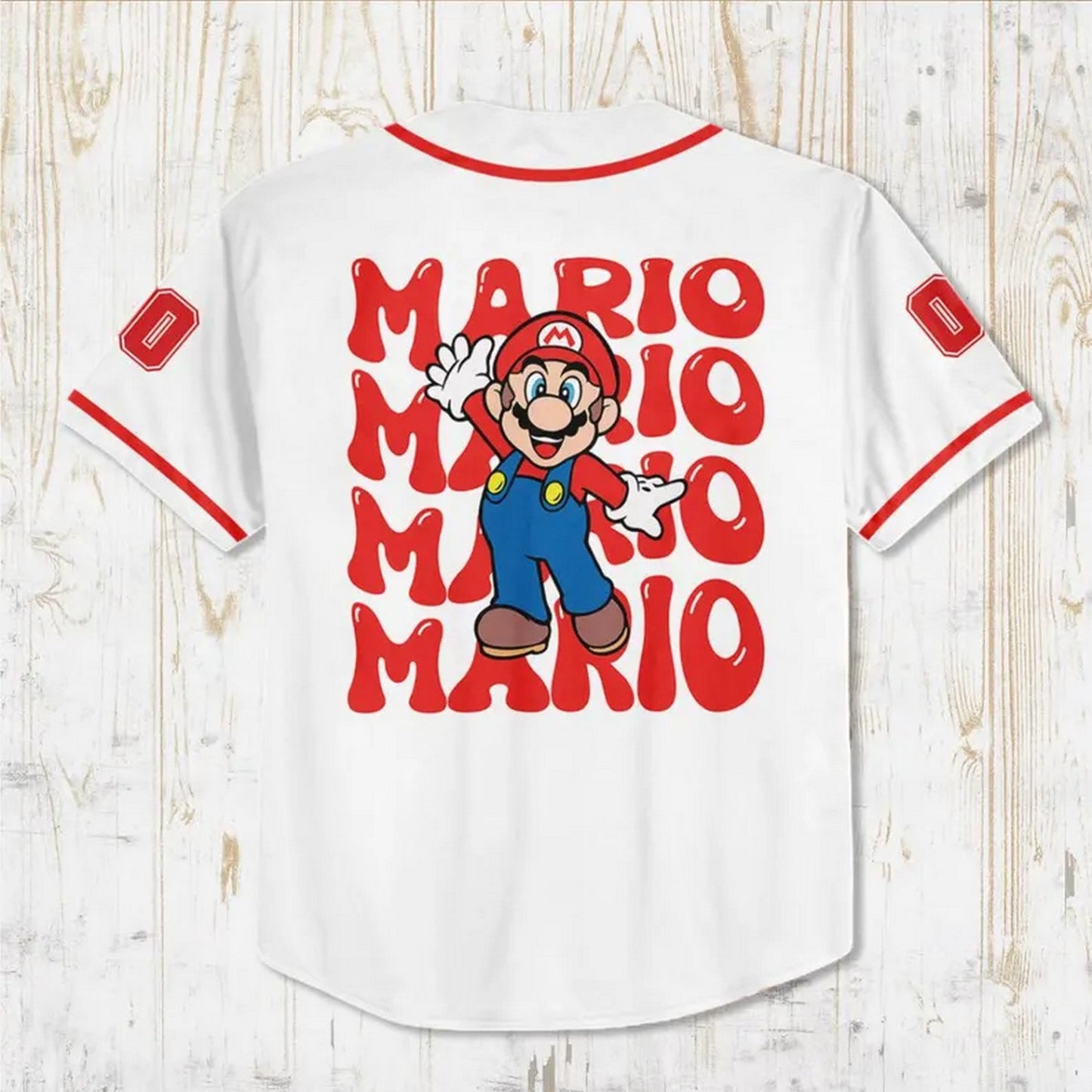 Custom Name And Number Super Mario Simple White Baseball Jersey