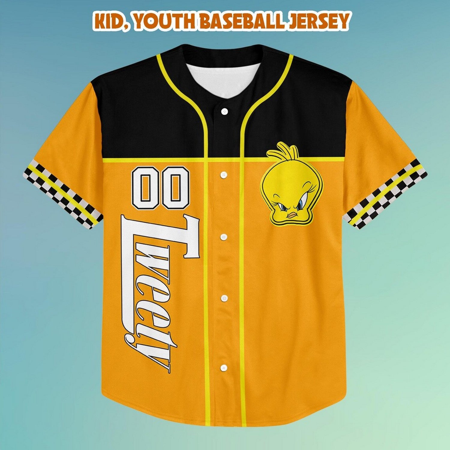 Custom Name And Number Tweety Looney Tunes Baseball Jersey