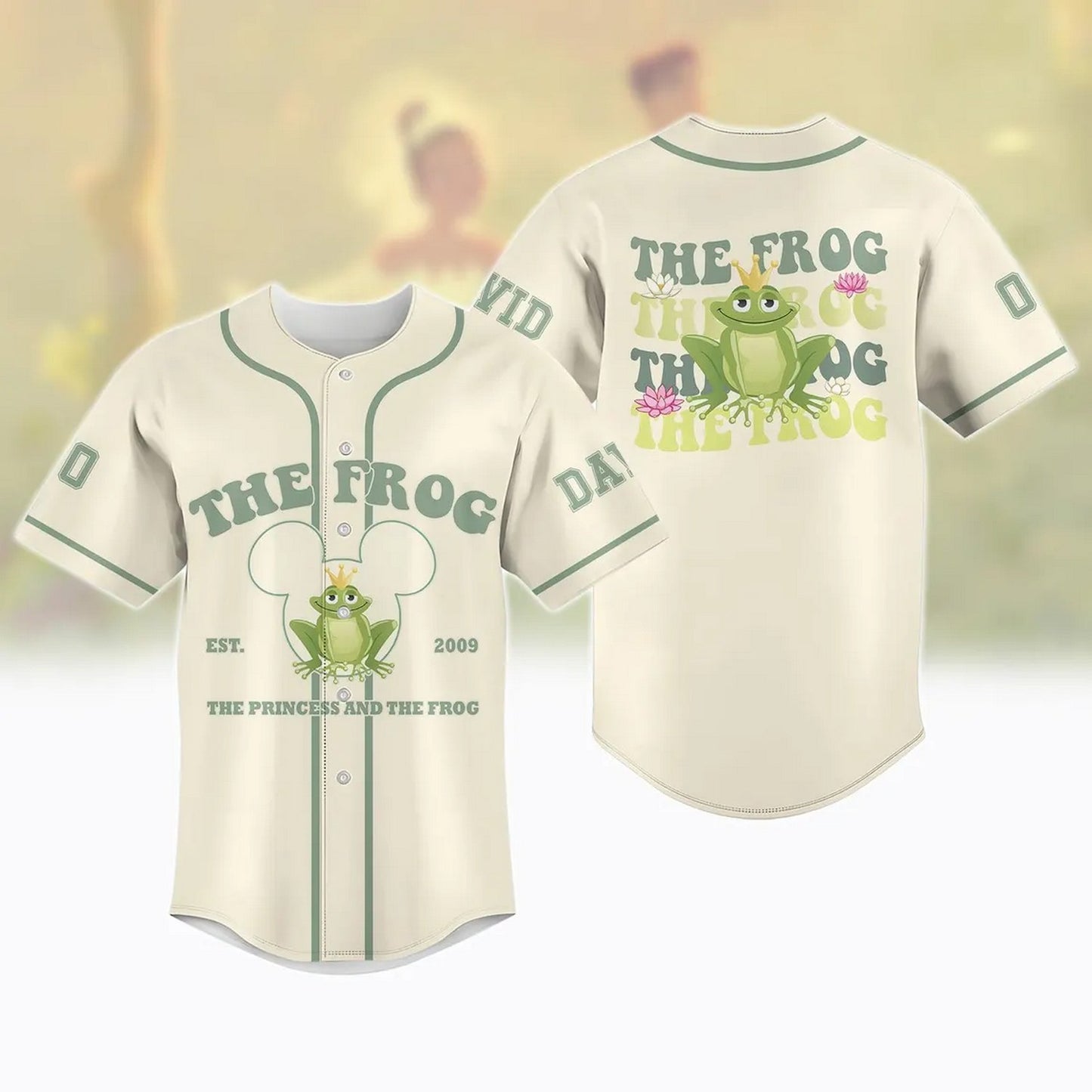 Custom Name And Number Walt Disney World Princess And The Frog Baseball Jersey