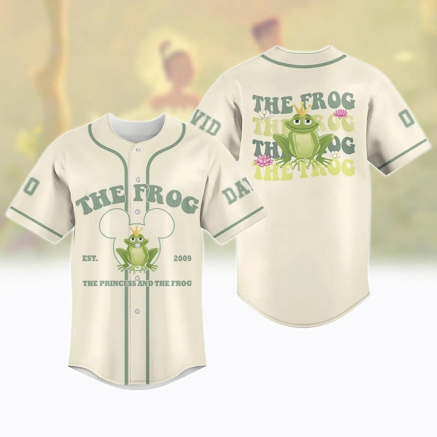 Custom Name And Number Walt Disney World Princess And The Frog Baseball Jersey