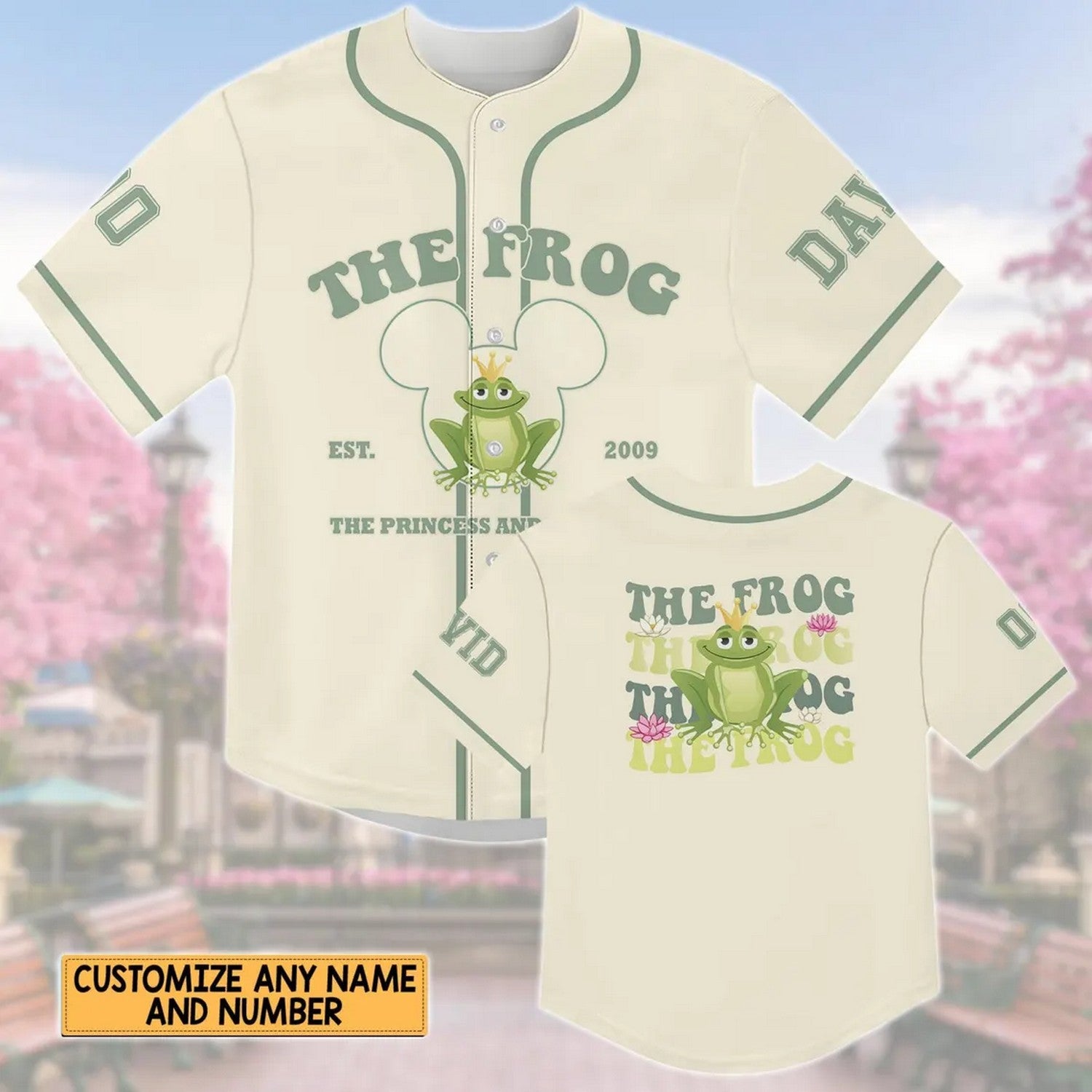 Custom Name And Number Walt Disney World Princess And The Frog Baseball Jersey