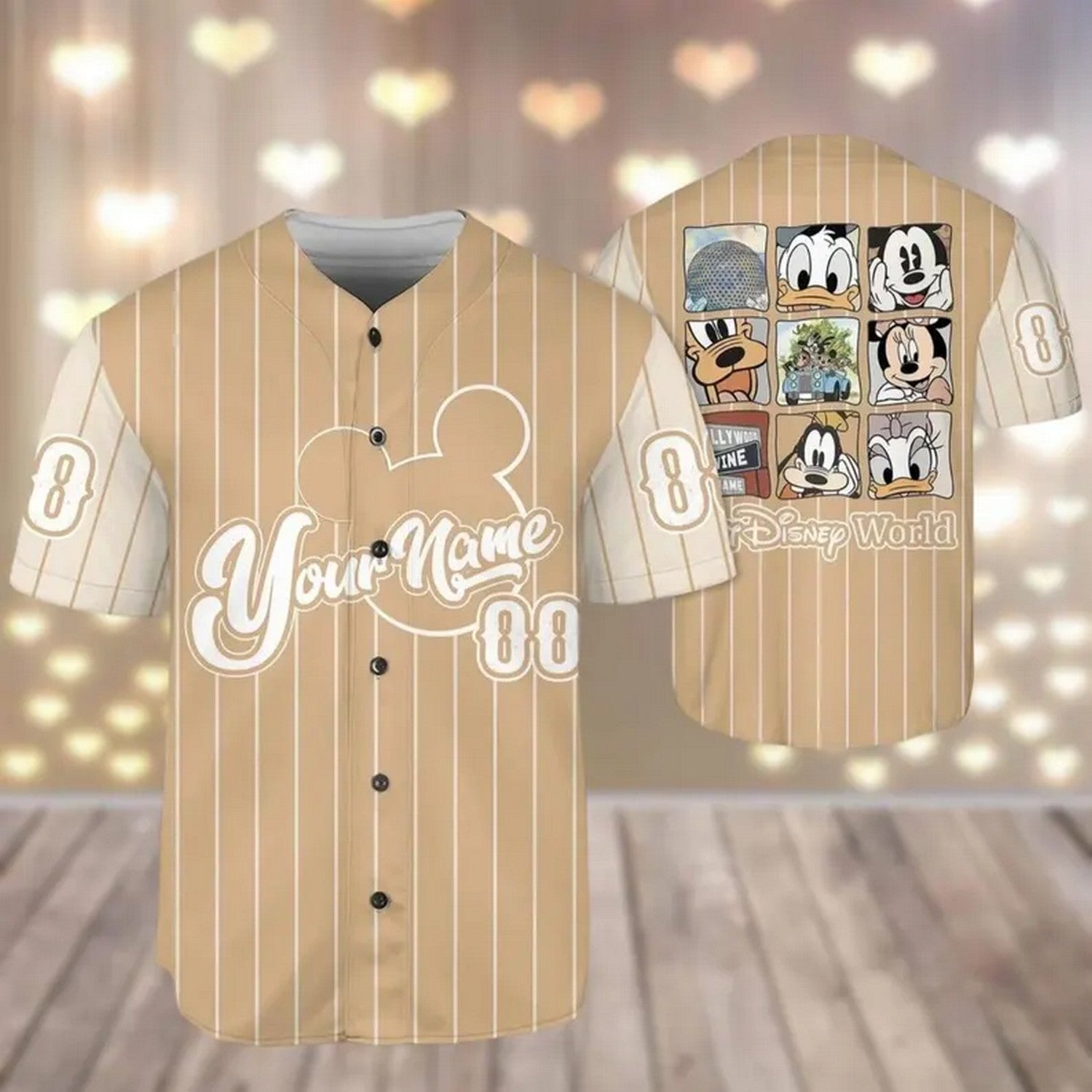 Custom Name And Number Watl Disney World Beige Baseball Jersey