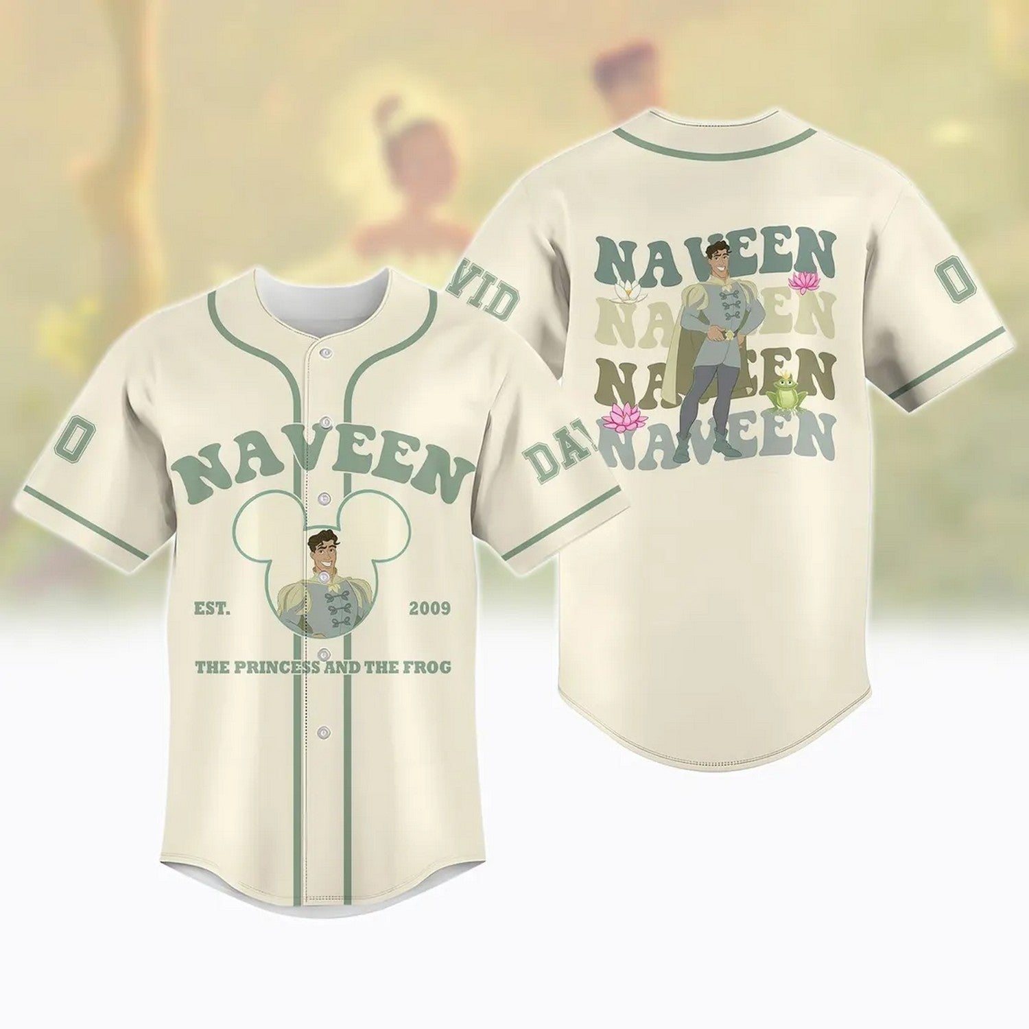 Custom Name And Numbervdisney Princess And The Frog Prince Naveen Baseball Jersey