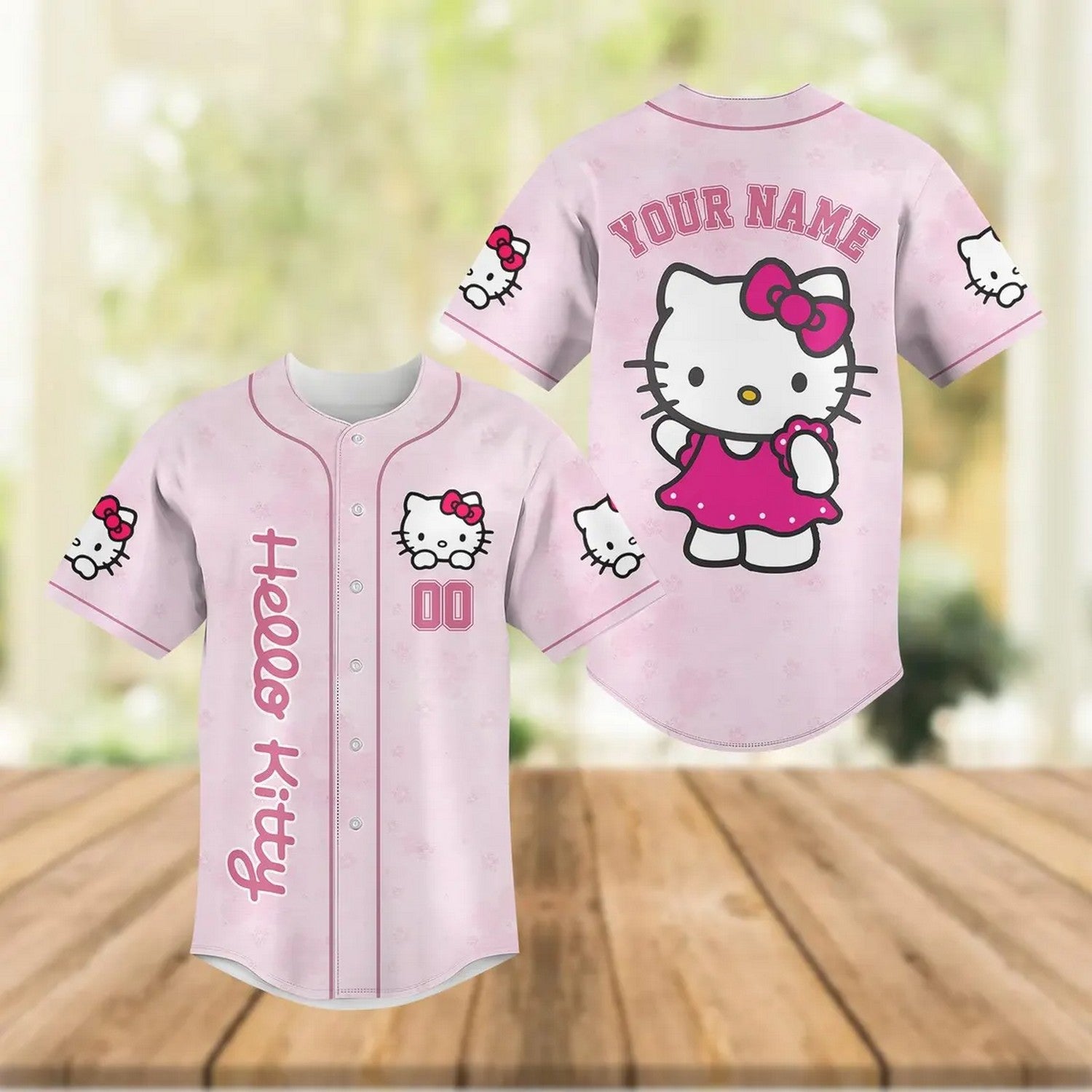 Custom Name Cute Hello Kitty Light Pink Baseball Jersey