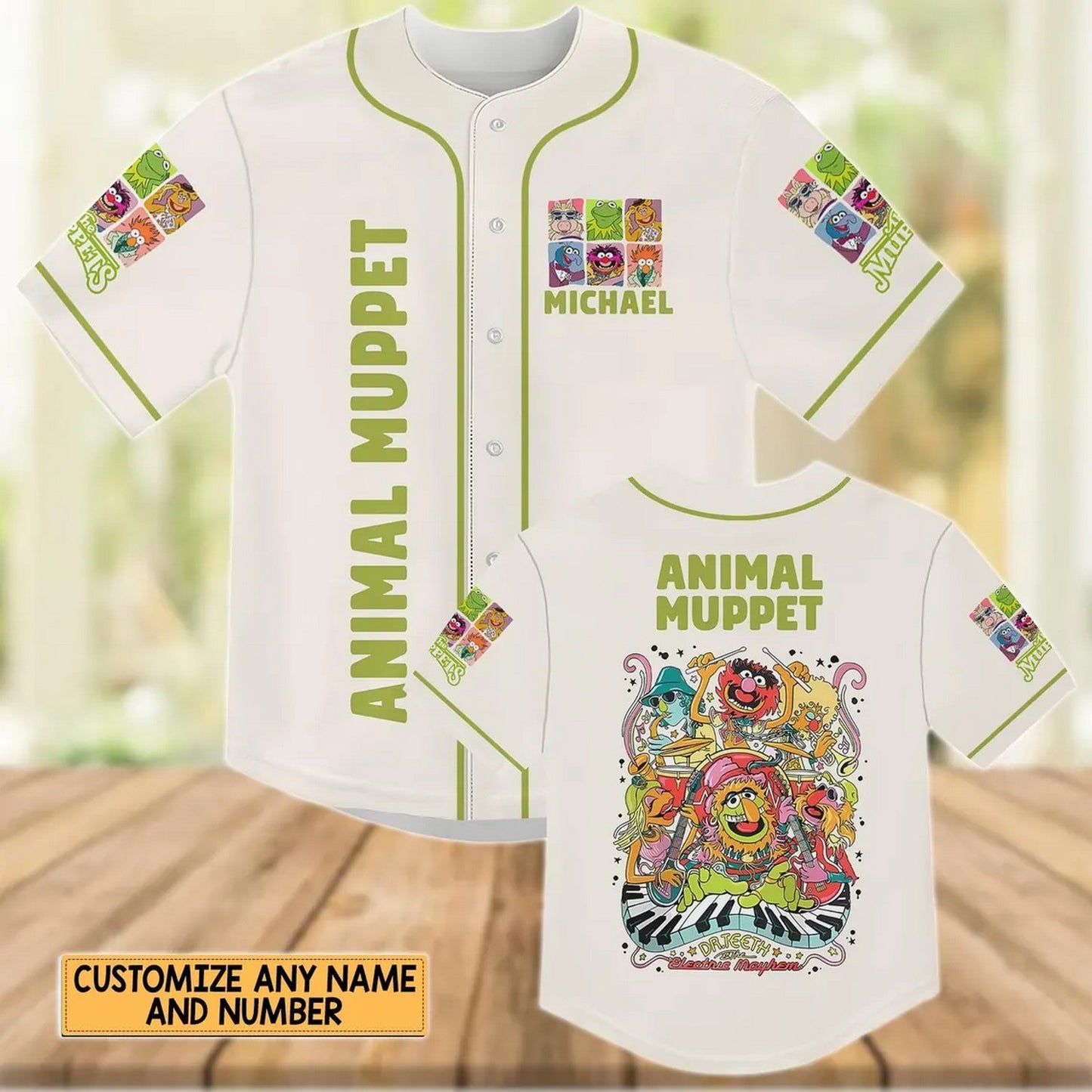 Custom Name Disney Animal The Muppet Music Band Baseball Jersey