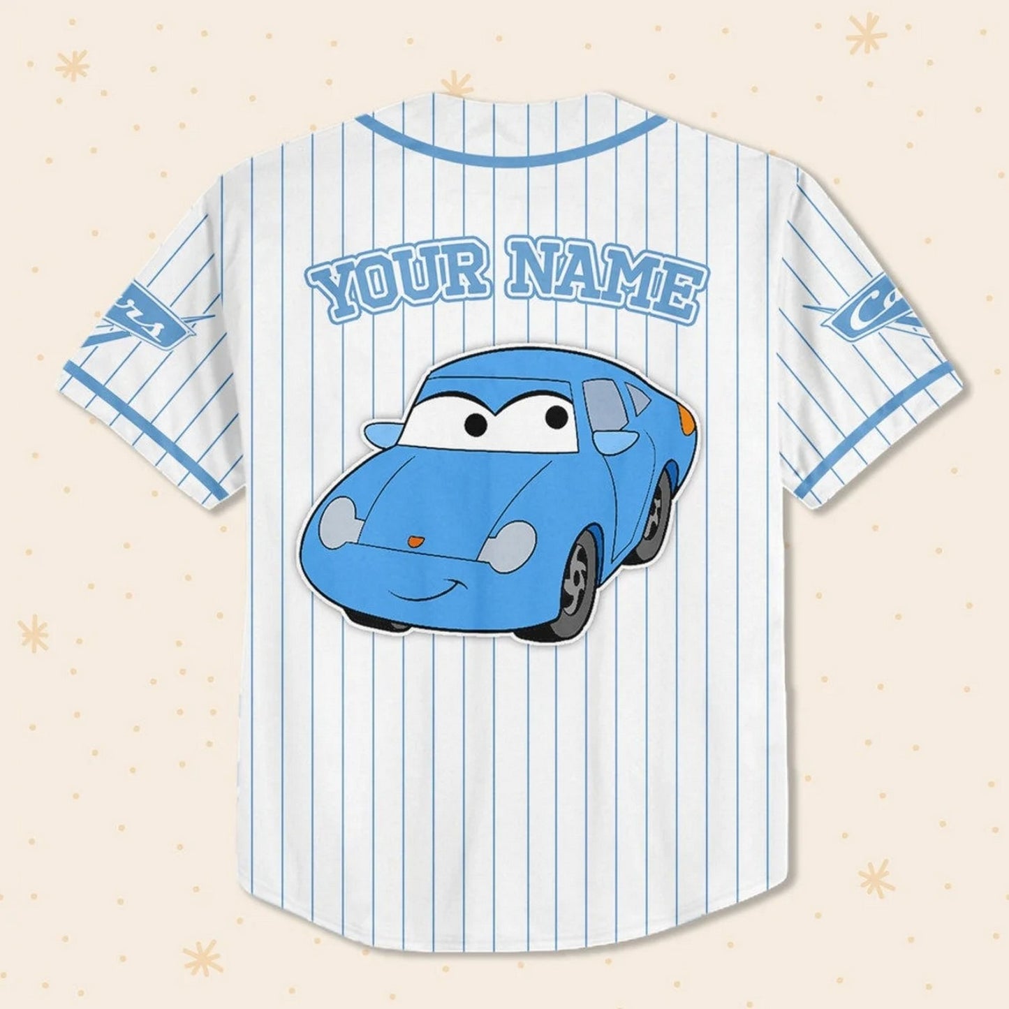 Custom Name Disney Cars Sally Carena White Simple Baseball Jersey