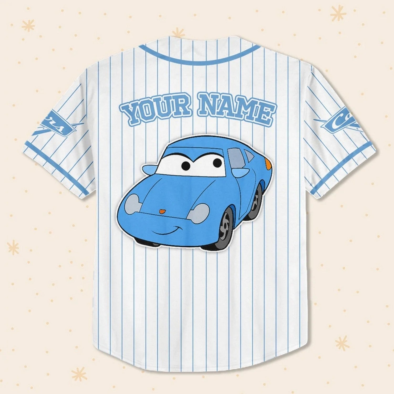 Custom Name Disney Cars Sally Carena White Simple Baseball Jersey