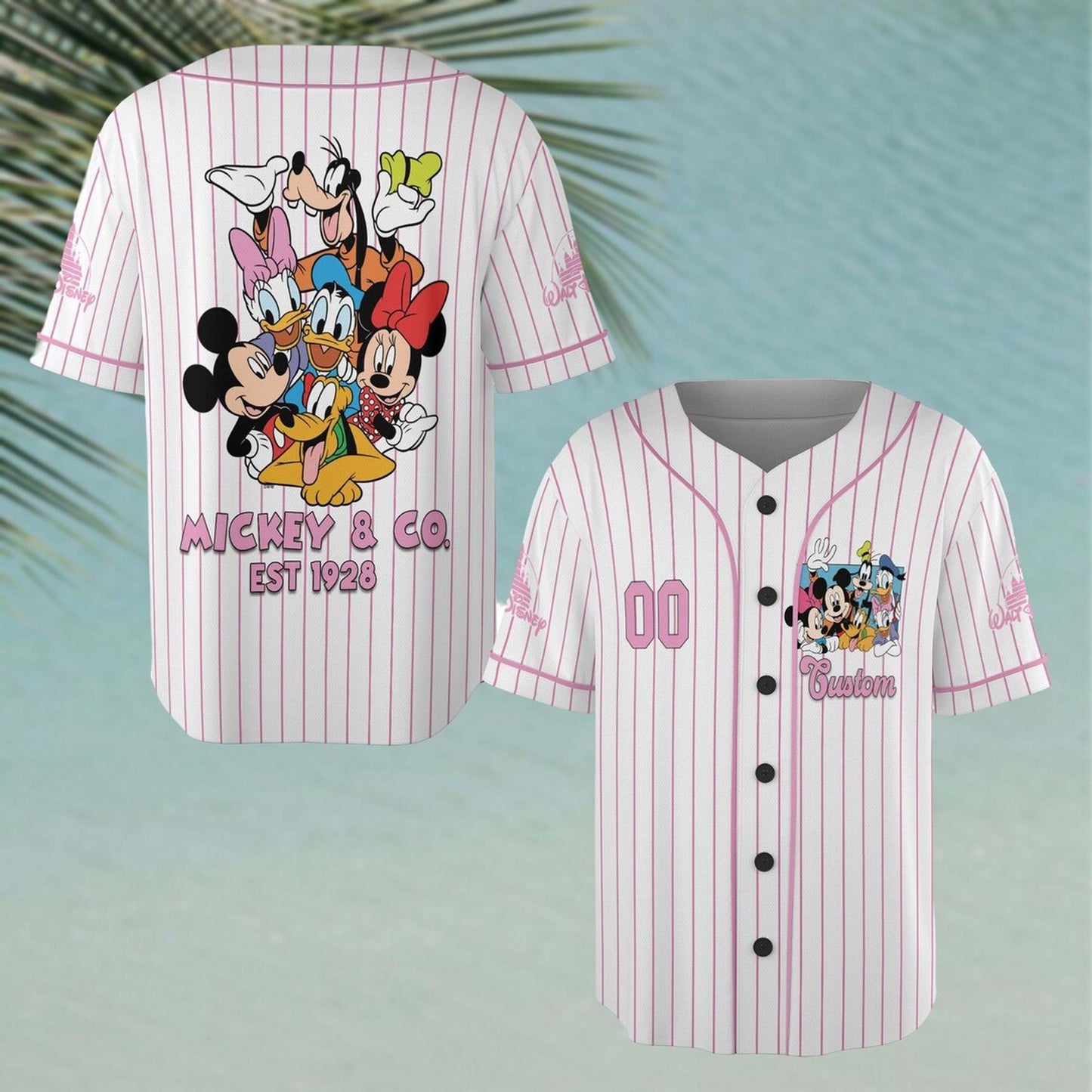 Custom Name Disney Characters Mickey &amp; Co Est. 1928 Baseball Jersey