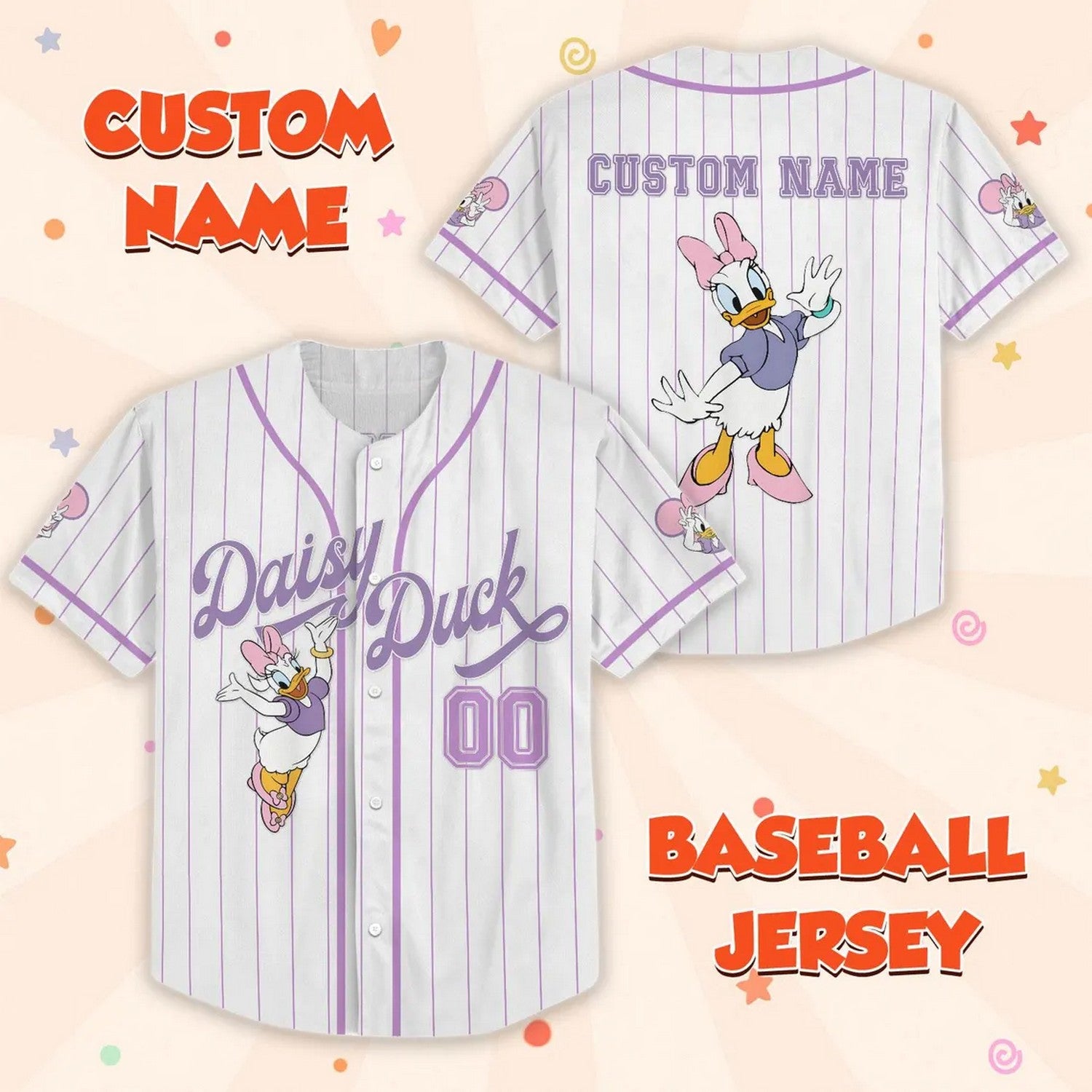 Custom Name Disney Daisy Duck Baseball Jersey For Family