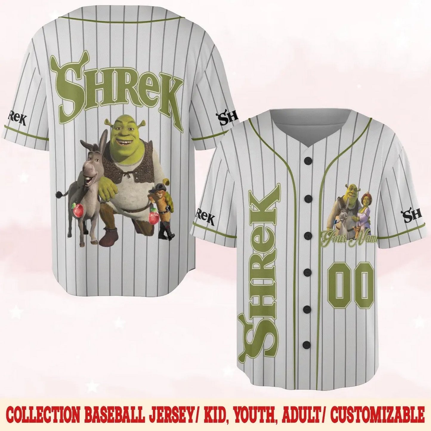 Custom Name Disney Fiona Princess And Shrek Baseball Jersey