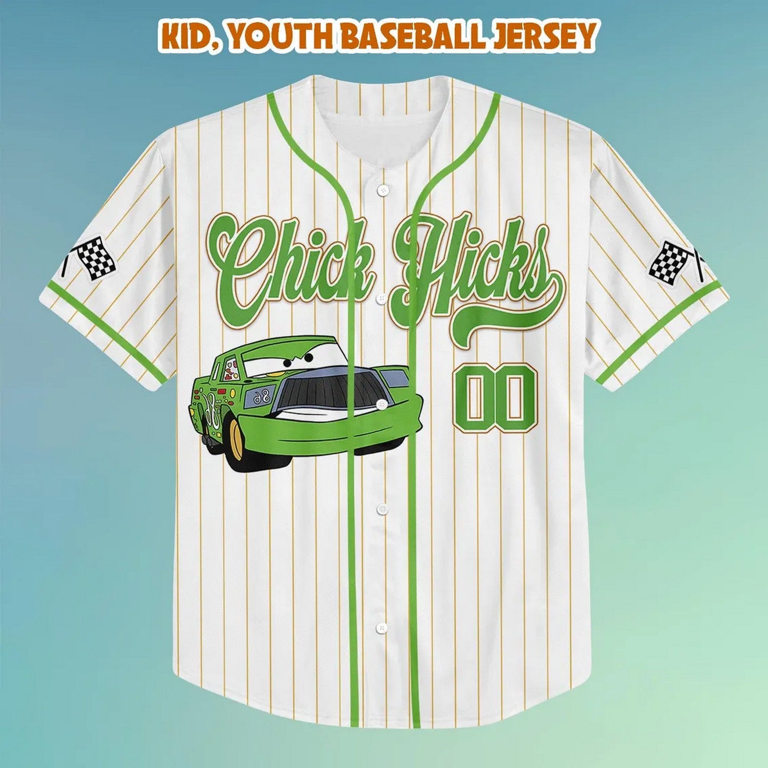 Custom Name Disney Green Cars Chick Hicks Baseball Jersey