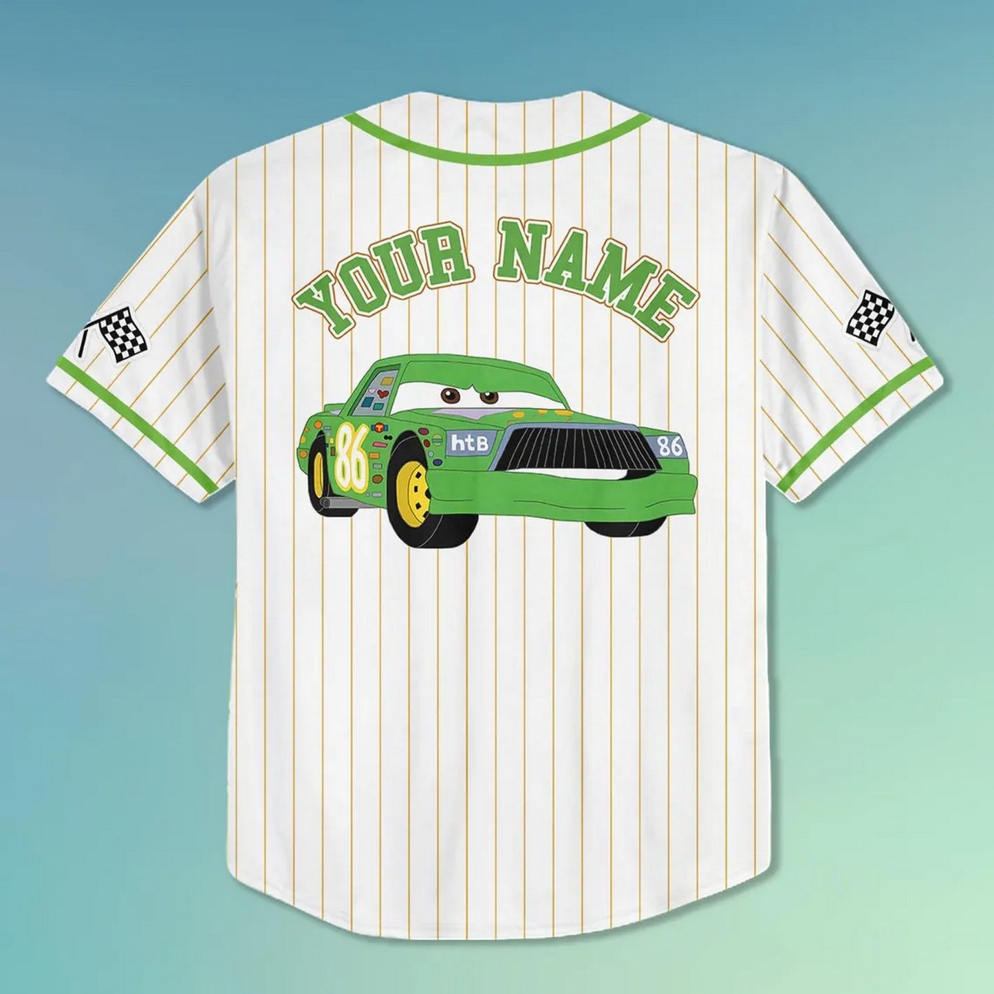 Custom Name Disney Green Cars Chick Hicks Baseball Jersey