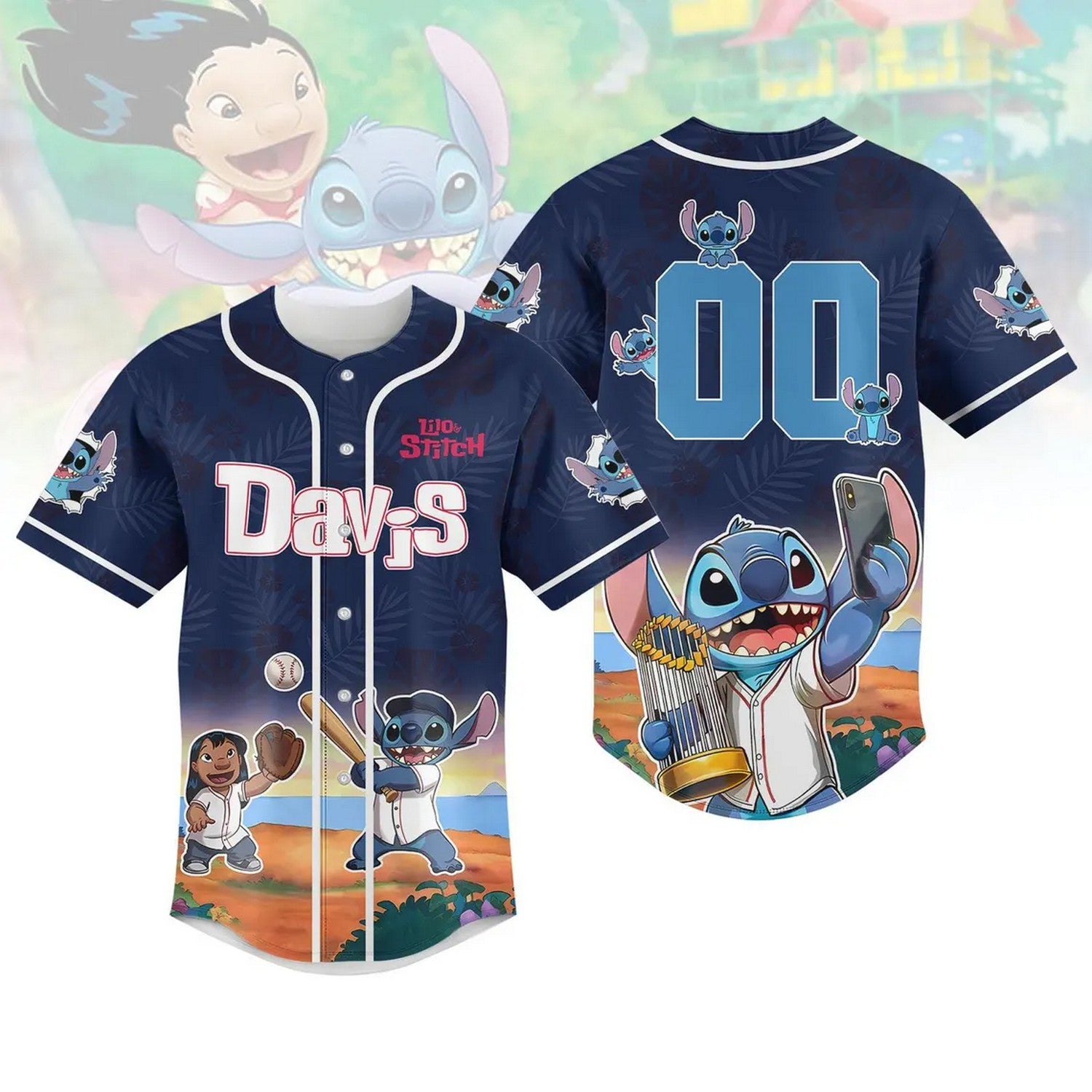 Custom Name Disney Lilo And Stitch Baseball Jersey