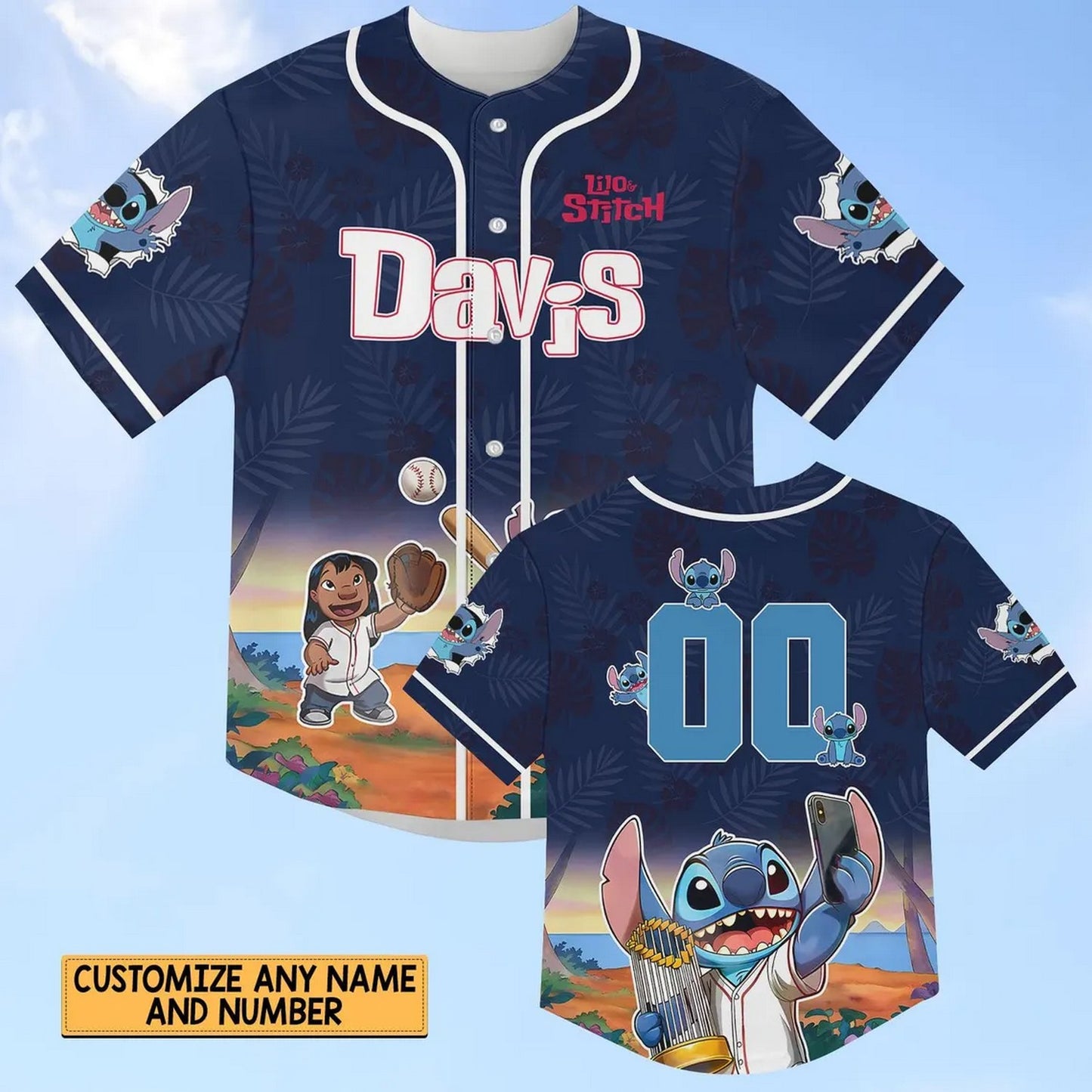 Custom Name Disney Lilo And Stitch Baseball Jersey