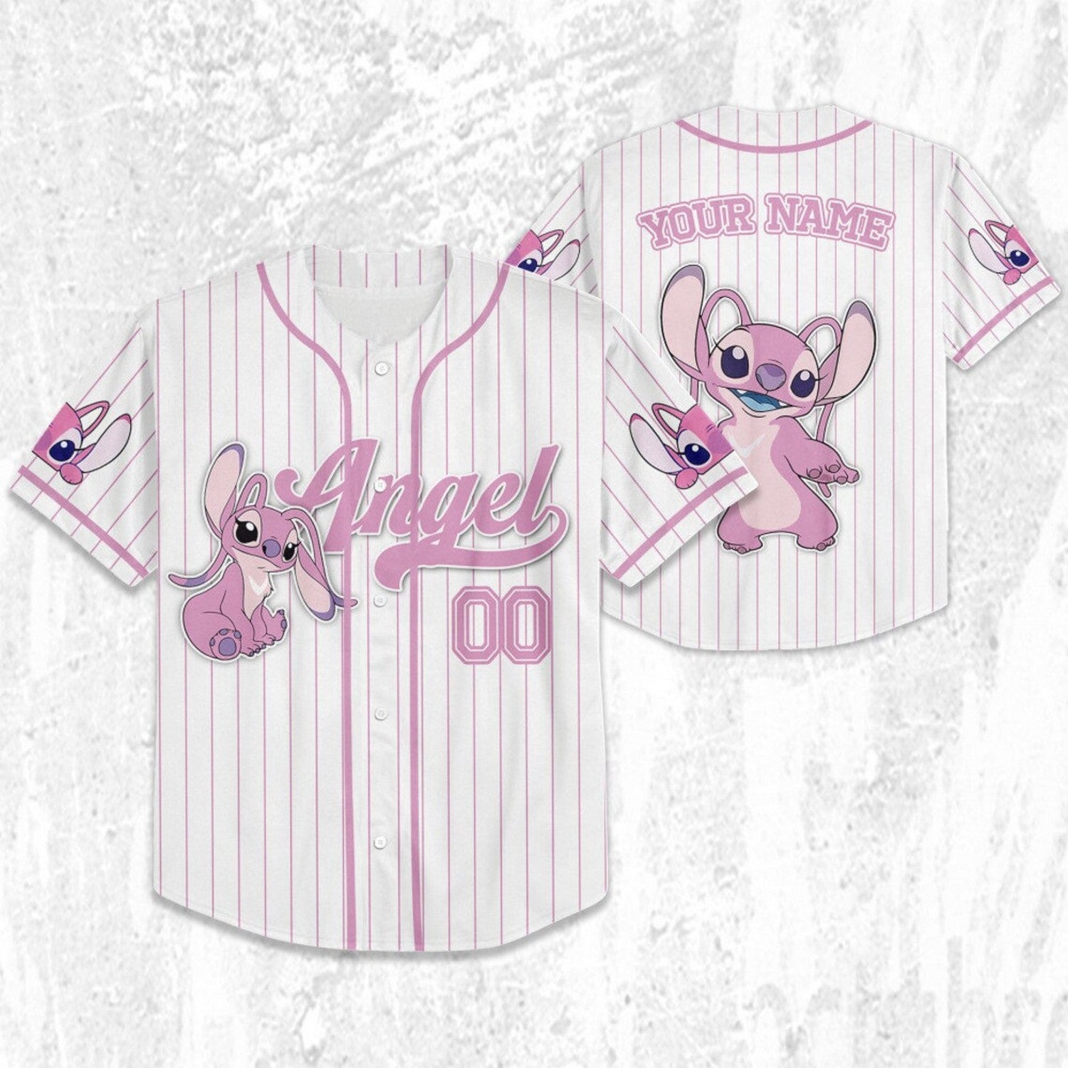 Custom Name Disney Lilo And Stitch Cute Angel Baseball Jersey