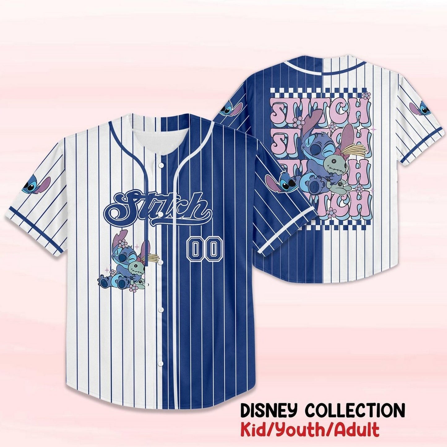 Custom Name Disney Lilo And Stitch Friendly Baseball Jersey