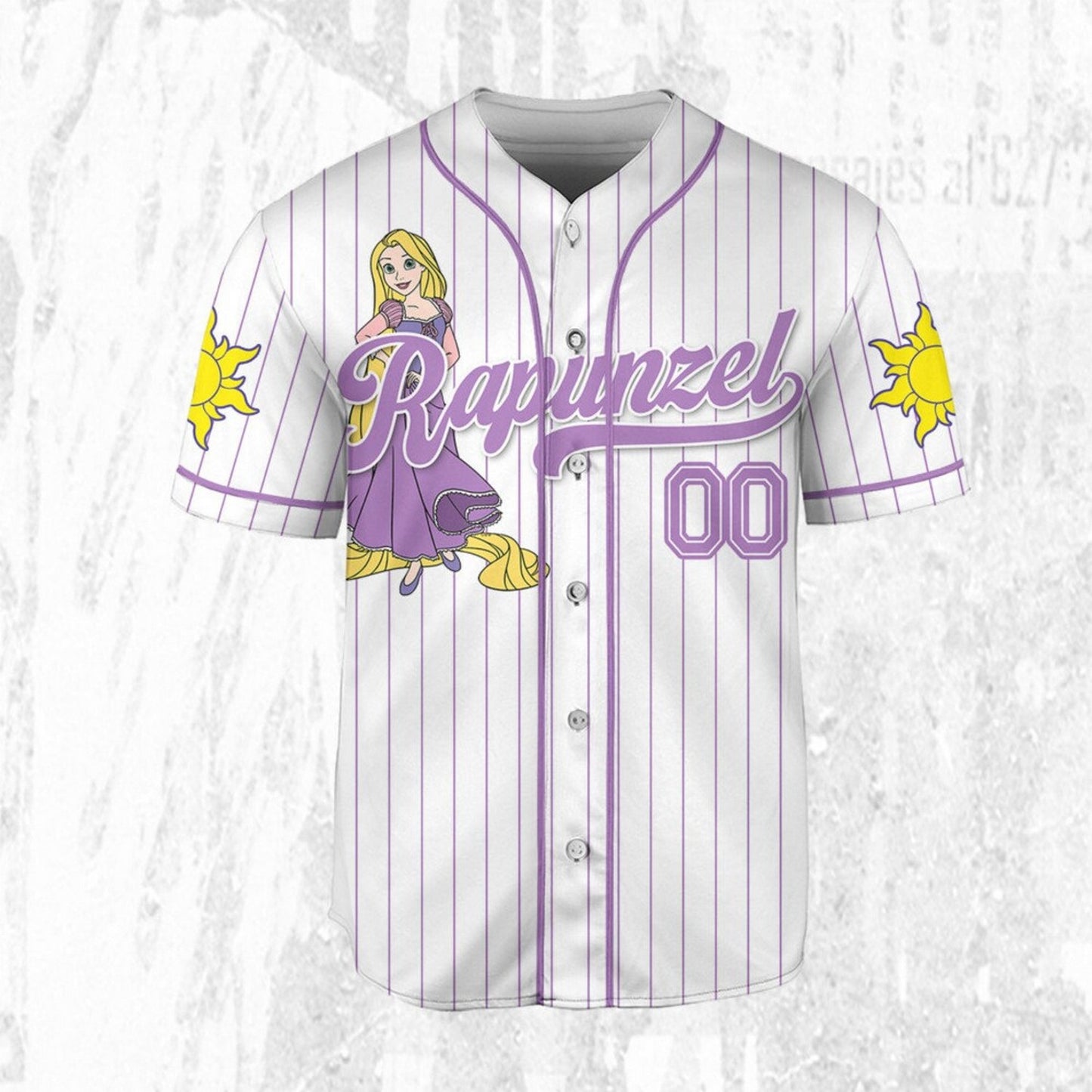Custom Name Disney Long Hair Princess Rapunzel Tangled Baseball Jersey