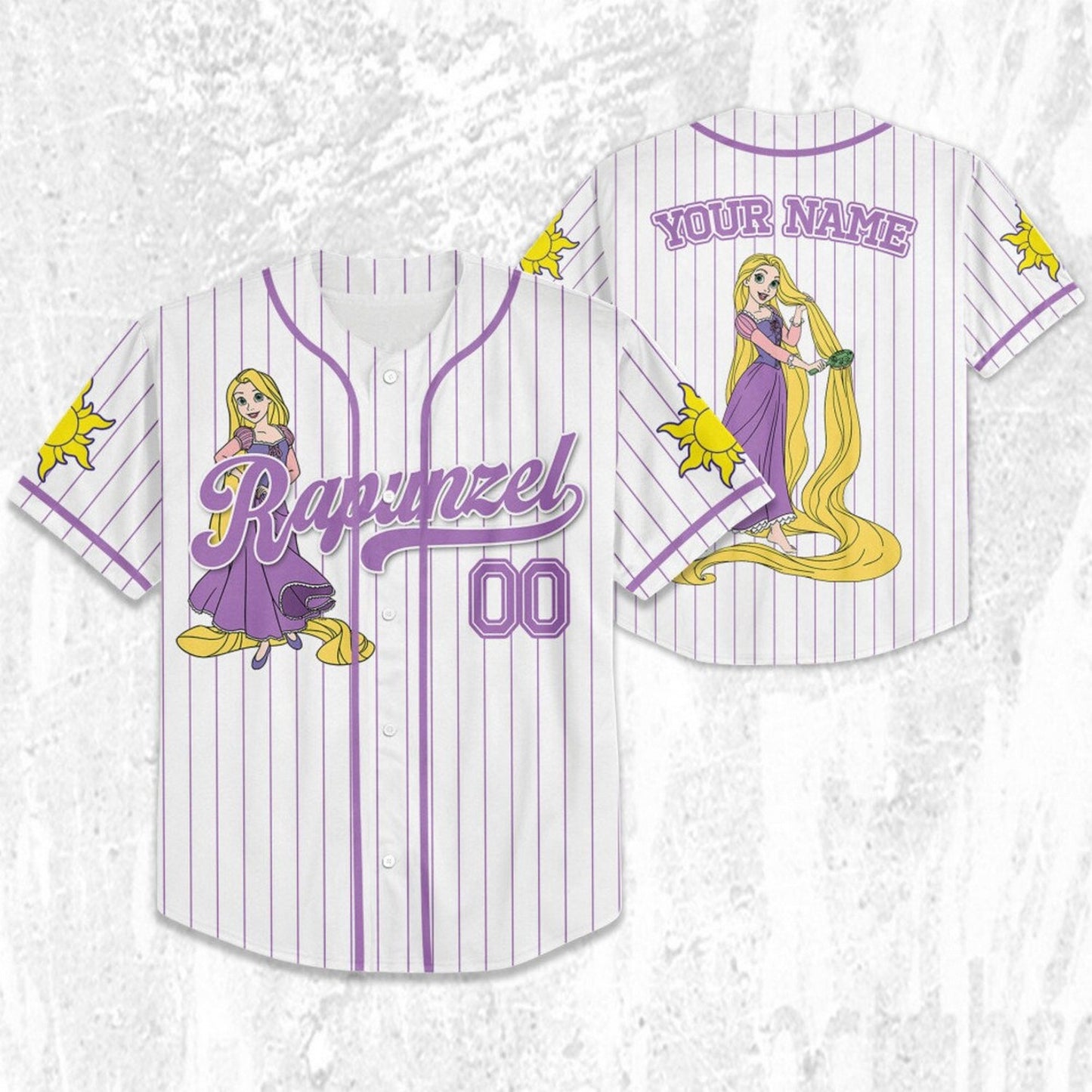 Custom Name Disney Long Hair Princess Rapunzel Tangled Baseball Jersey