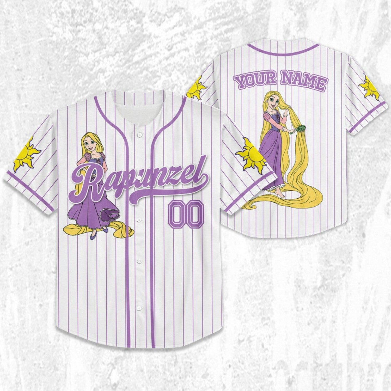 Custom Name Disney Long Hair Princess Rapunzel Tangled Baseball Jersey