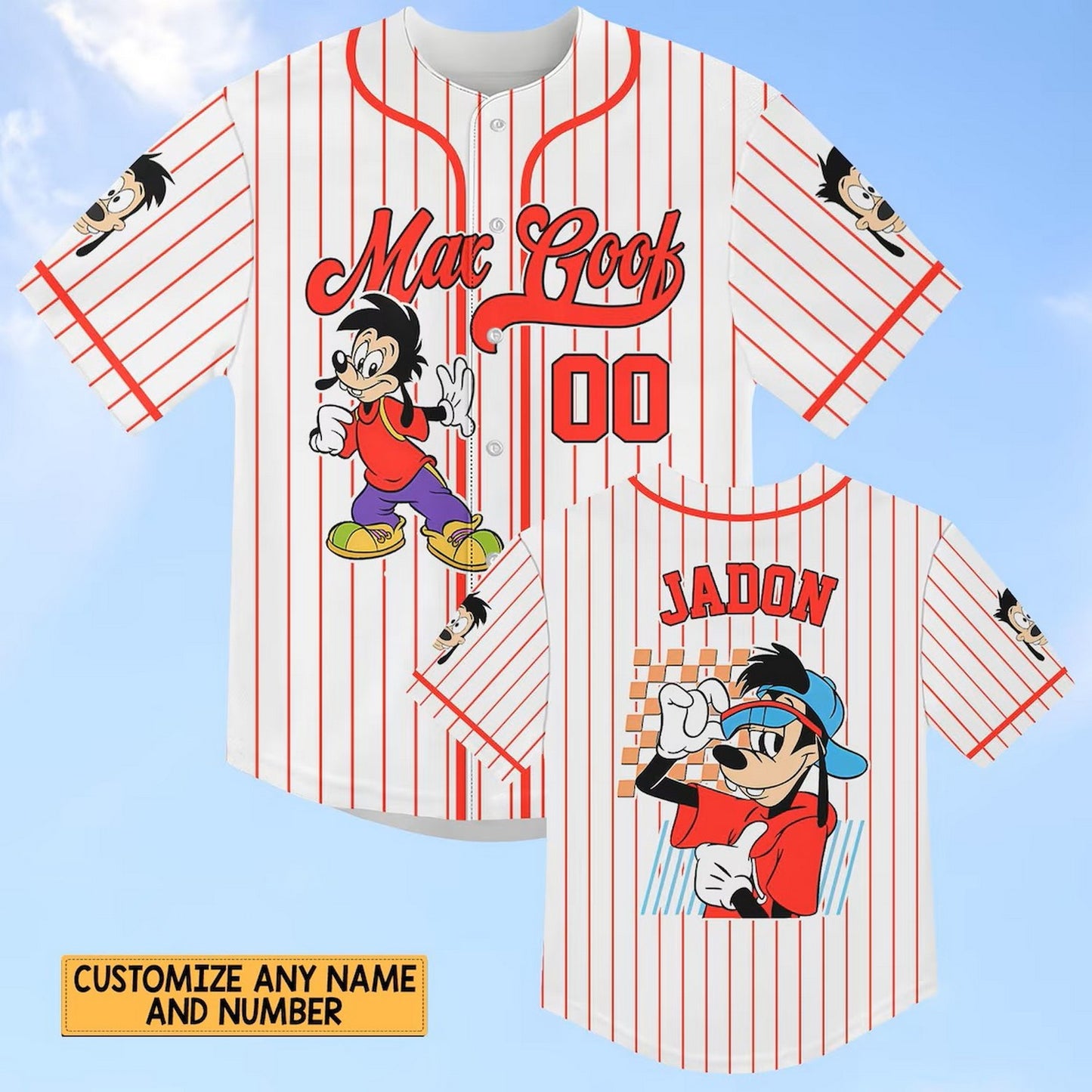 Custom Name  Disney Max Goof Baseball Jersey