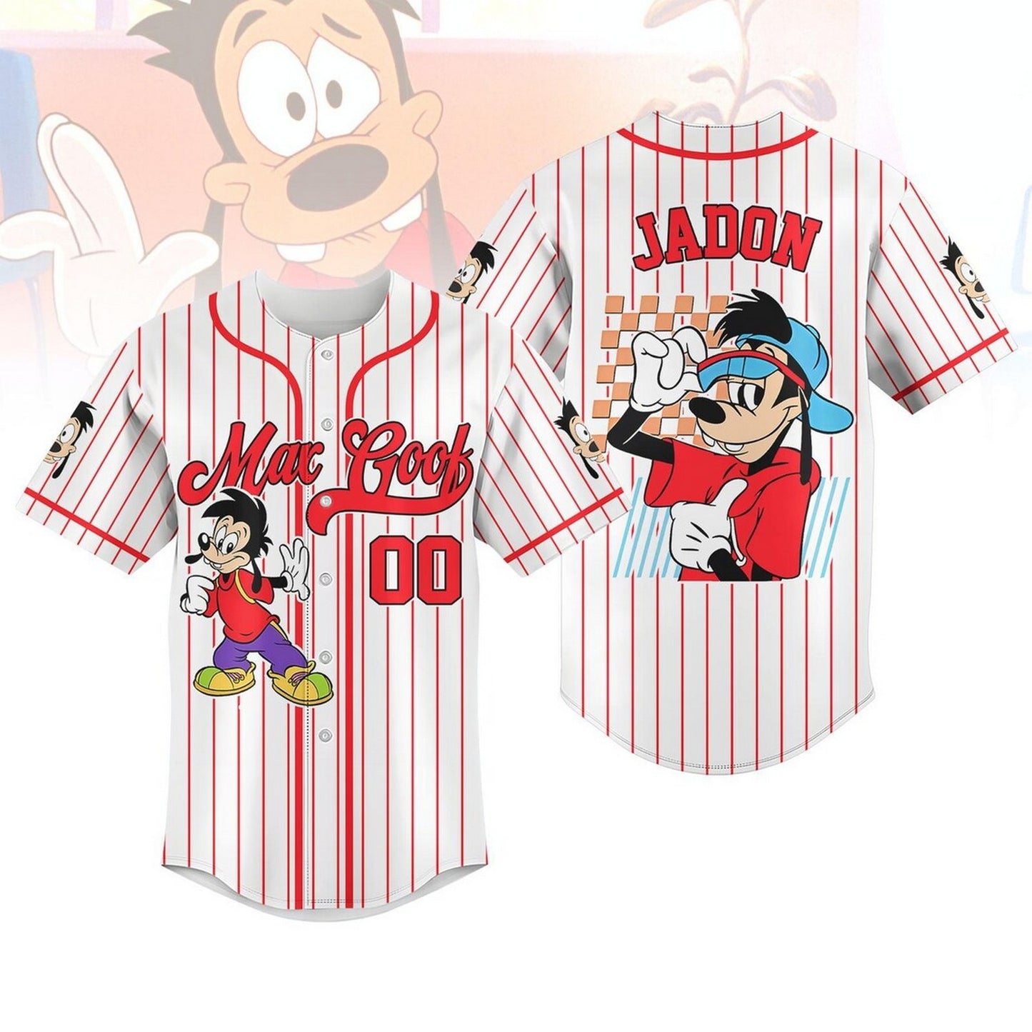 Custom Name  Disney Max Goof Baseball Jersey