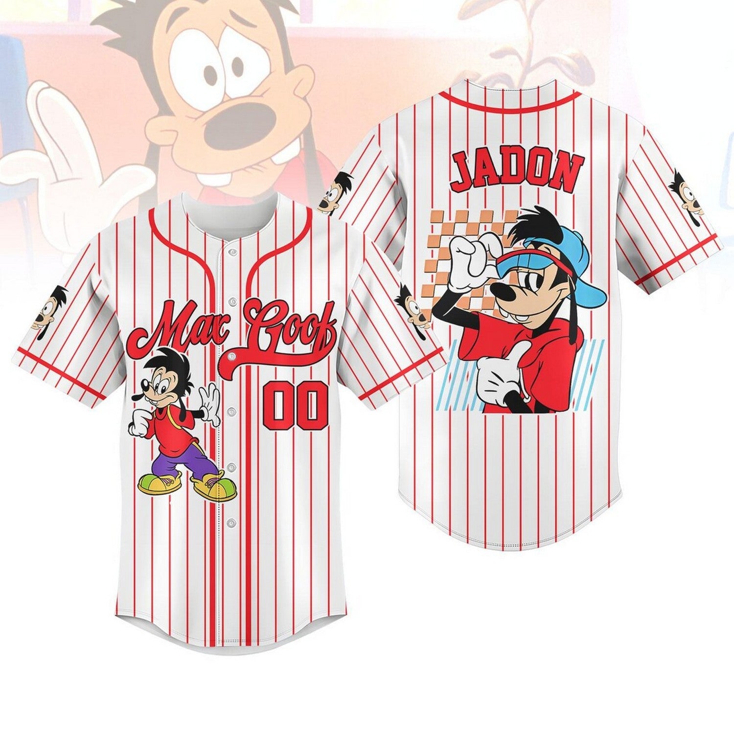 Custom Name  Disney Max Goof Baseball Jersey