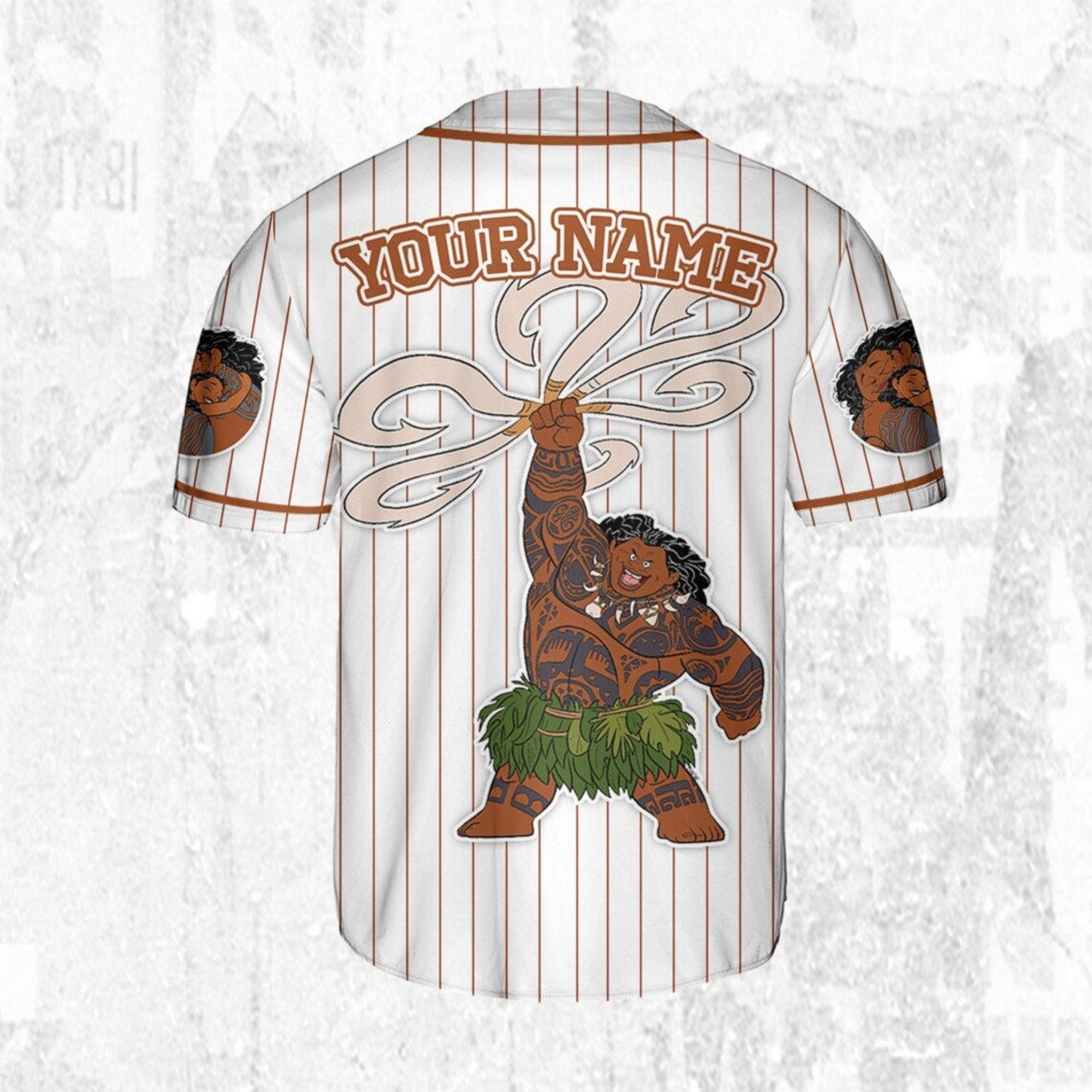 Custom Name Disney Moana Maui Demi God Simple Stripe Jersey