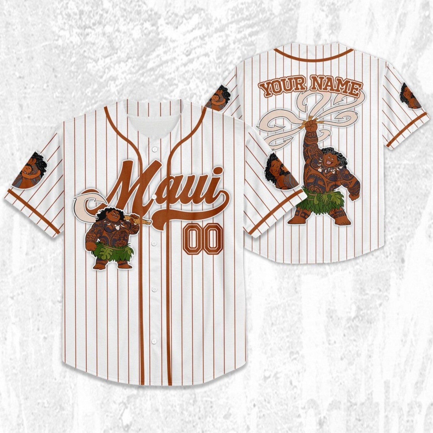 Custom Name Disney Moana Maui Demi God Simple Stripe Jersey