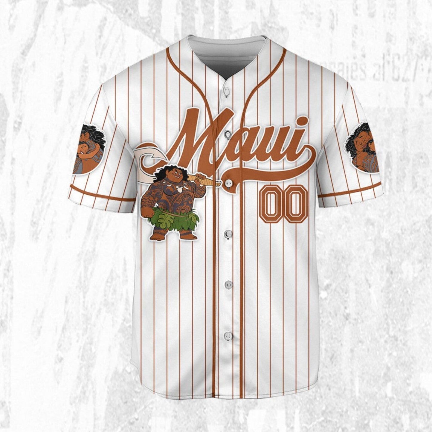 Custom Name Disney Moana Maui Demi God Simple Stripe Jersey