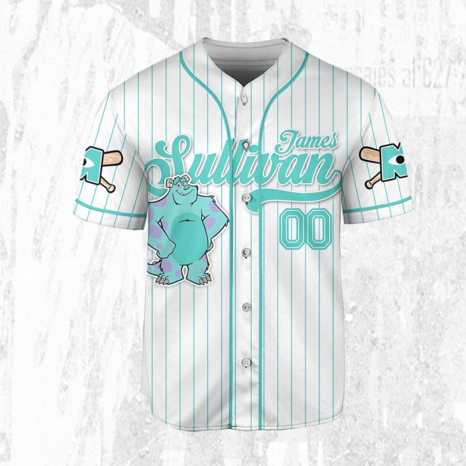Custom Name Disney Monster Inc James Sullivan Baseball Jersey