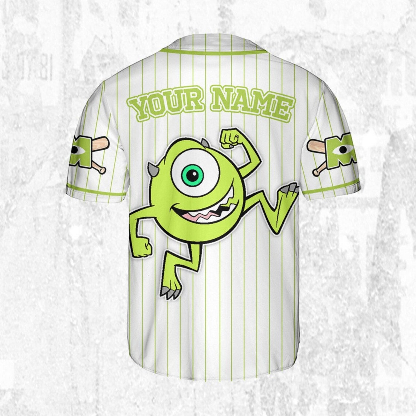 Custom Name Disney Monster Inc Mike Wazowski Baseball Jersey