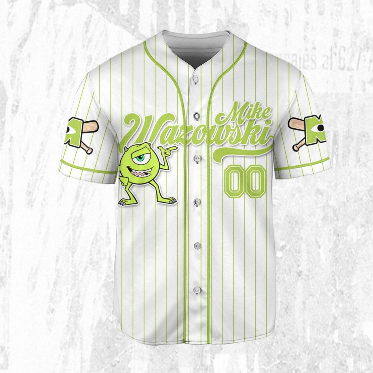 Custom Name Disney Monster Inc Mike Wazowski Baseball Jersey