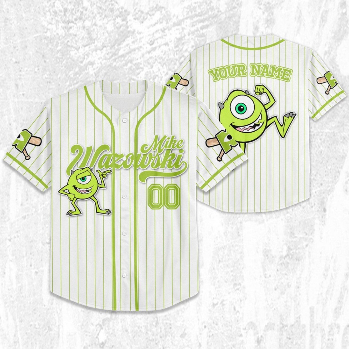 Custom Name Disney Monster Inc Mike Wazowski Baseball Jersey