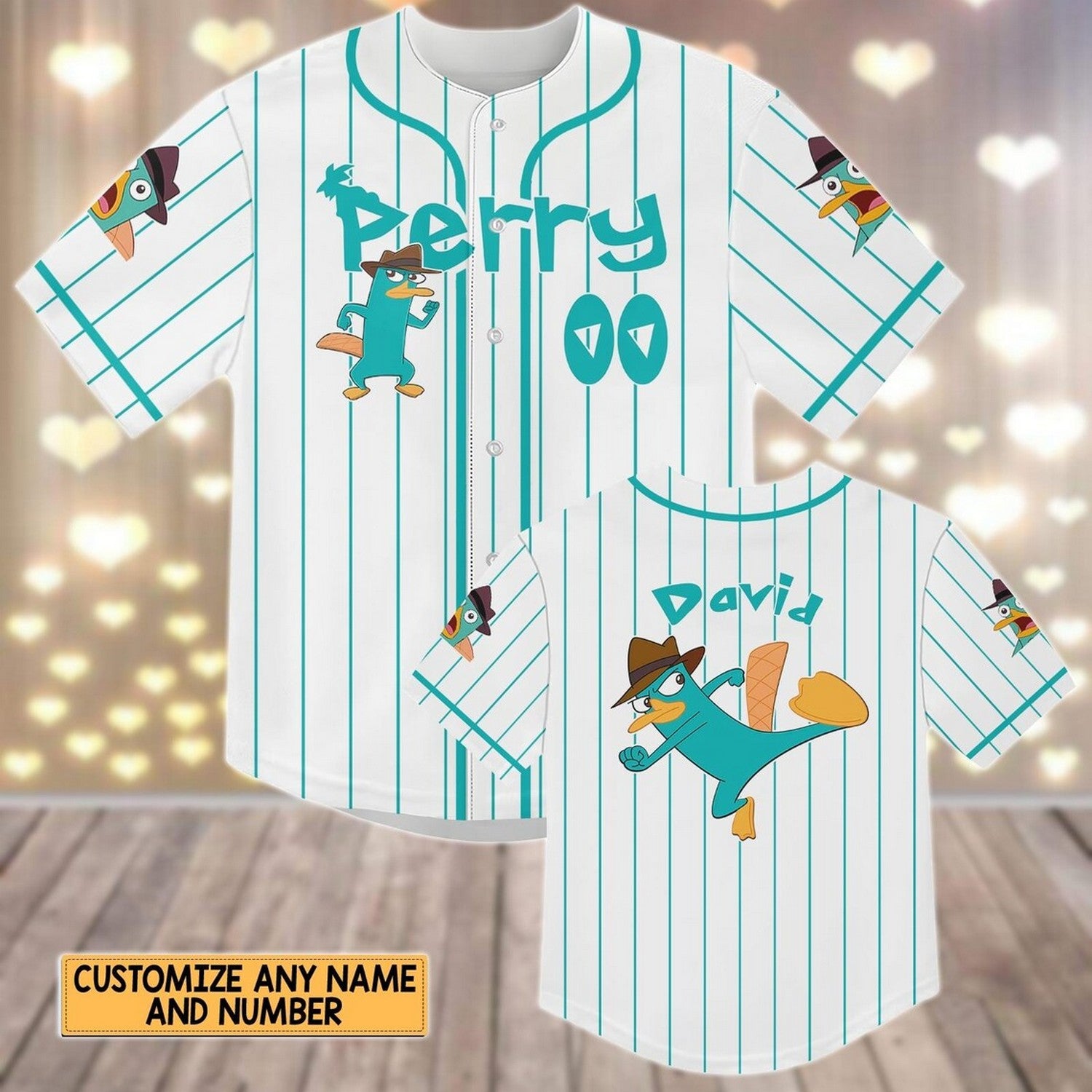Custom Name Disney Phineas And Ferb Perry The Platypus Baseball Jersey